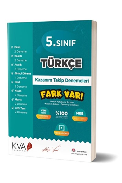Koray Varol Yayınları 5. Sınıf Türkçe Fark Var Kazanım Takip Denemeleri Koray...