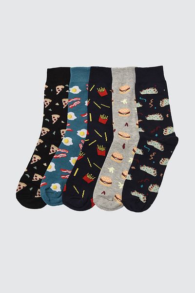 Trendyol Collection 5er-Pack Socken mit buntem Lebensmittelmuster - TMNSS21co0075