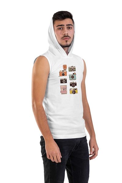 Raf Coll Αμάνικο λευκό μπλουζάκι με στάμπα Unisex