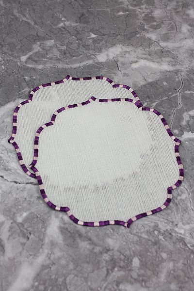 WEARE2 Gradient Purple Colored Embroidered Linen Effect 2-Piece Cocktail Napkins