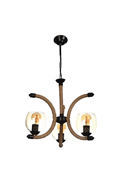 polataydinlatma Hilal Üçlü Halatlı Camlı Avize