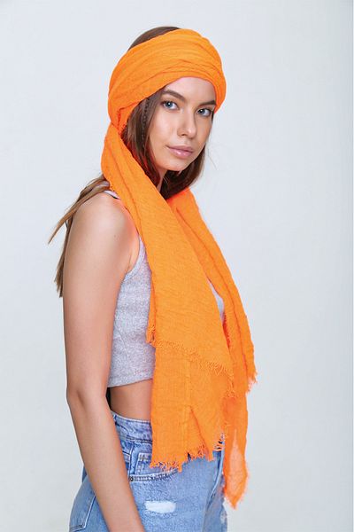 Trend Alaçatı Stili Woman Orange Pareo Shawl ALC-A2198