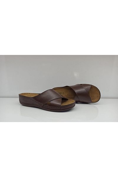 Muya Women's Brown Leather Slippers