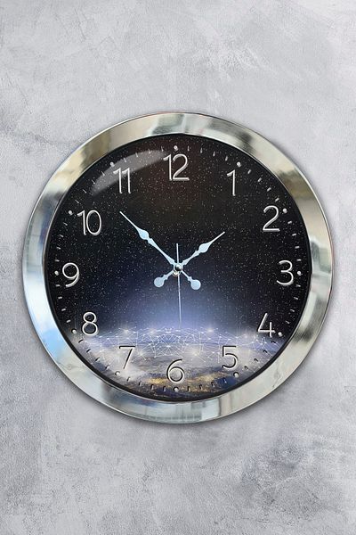 Kasva Concept Gift 36 cm Chrome Metal Strawberry Kitchen Wall Clock