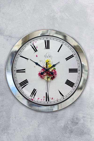 Kasva Concept Gift 36 cm Chrome Metal Ballerina Wall Clock