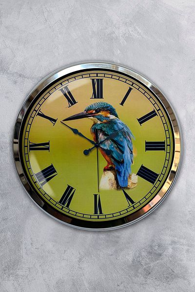 Kasva Concept Gift 40 cm Chrome Metal Bird Wall Clock