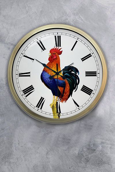 Kasva Concept Gift 40 Cm Tumbled Metal Rooster Wall Clock