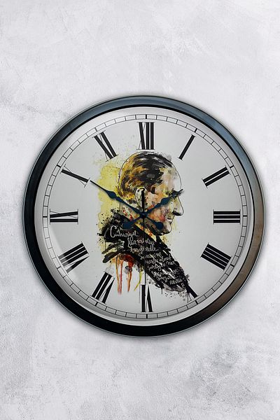 Kasva Concept Gift 40 cm Black Metal Ataturk Wall Clock