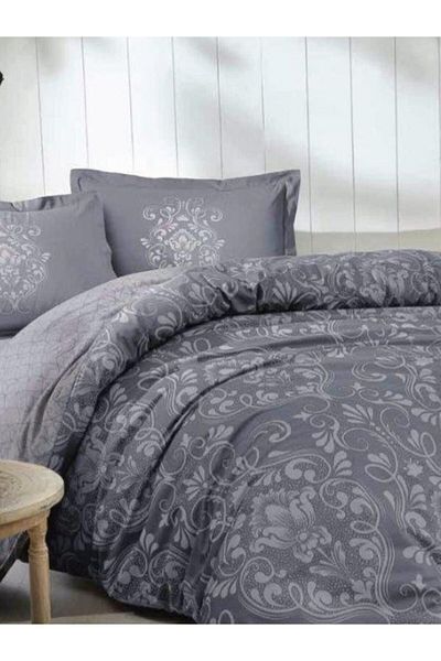 Özdilek Antico Anthracite Single Cotton Duvet Cover Set