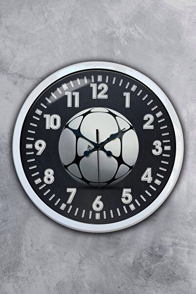 Platin Saat ساعة حائط على شكل كرة قدم معدنية بيضاء مقاس 40 سم