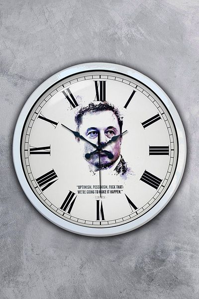 Kasva Concept Ceas de perete Elon Musk din metal alb de 40 cm