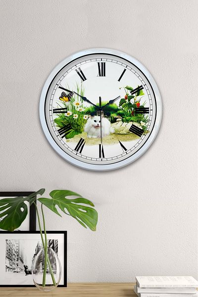 Kasva Concept 40 cm White Metal Natural Life Wall Clock