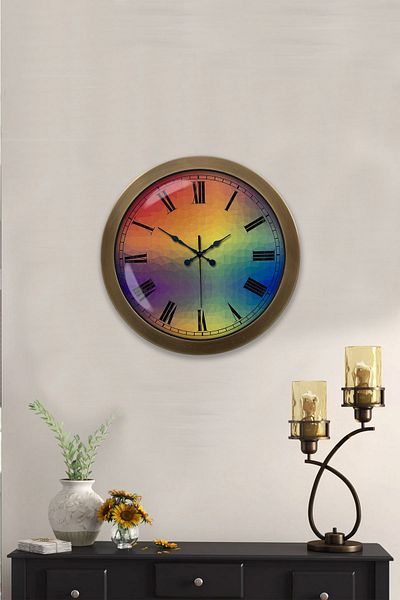 Kasva Concept Gift 36 cm Antique Metal Color World Wall Clock
