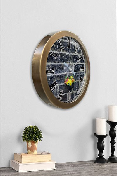 Kasva Concept Antique Metal Stone Structure Wall Clock 36 cm