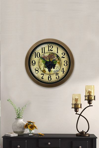 Kasva Concept Gift 36 cm Antique Metal Muscat Noir Wall Clock