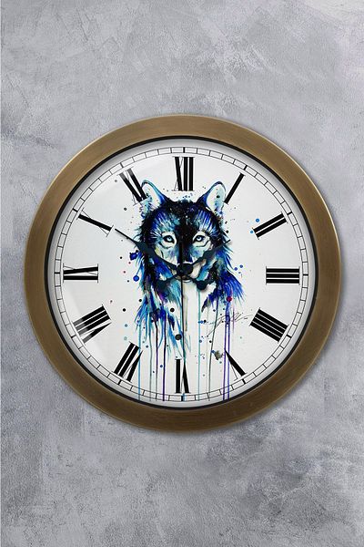 Kasva Concept Δώρο 36 εκ. Αντίκα Μεταλλικό Ρολόι Τοίχου Wolf