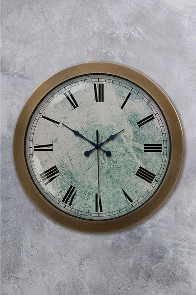 Kasva Concept 36 cm Antique Metal Roman Numeral Wall Clock
