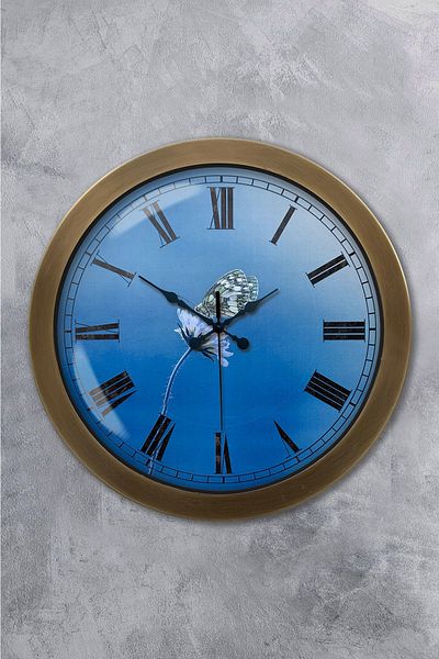 Kasva Concept Gift 36 cm Antique Metal Blue Wall Clock