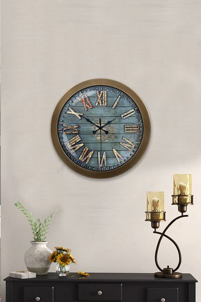 Kasva Concept Ρολόι τοίχου 36 cm Antique Metal Wood Look