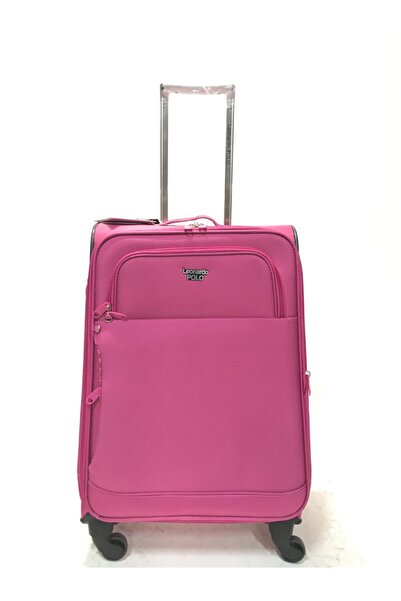 LEONARDE POLO Unisex Pembe Leonardo Polo Ultra Hafif Büyük Boy Valiz