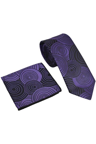 Brianze Ανδρική μωβ γραβάτα με γεωμετρικό σχέδιο