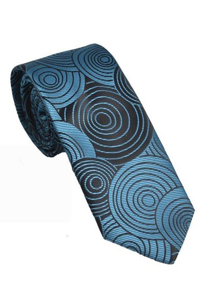 Brianze Men's Geometric Pattern Turquoise Handkerchief Tie