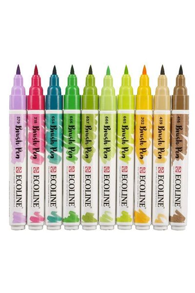 Talens Ecoline Brush Pen Brush Tip Pen Set 10 Colors Botanical Colors