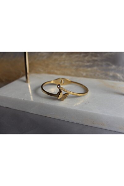 FAVORİ ACCESSORİES أصفاد فراشة فولاذية ذهبية اللون