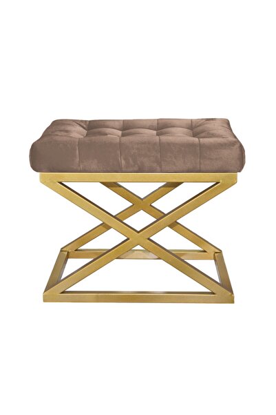 evodeko Altın Çapraz Ayaklı Kahve Puf