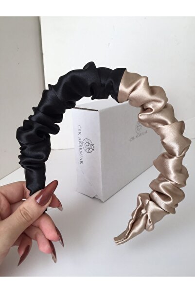 CSR AKSESUAR Διπλό Χρώμα Σατέν Κορώνα-μαύρο