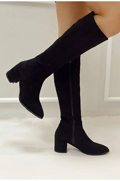 Bigayakkabı Μαύρες πολυτελείς ελαστικές μπότες με εσωτερικό φερμουάρ, κομψές ...