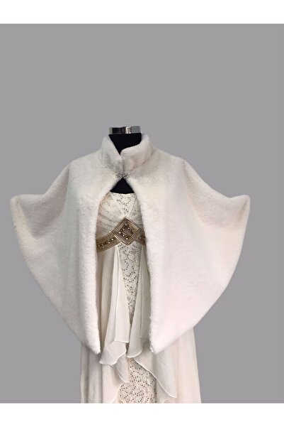 KürkZone Pelerin Model Abiye Ve Gelin Broşlu Kürk Bolero Etol