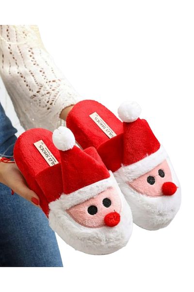 trenddünya Christmas Themed Winter Closed Front House Slippers