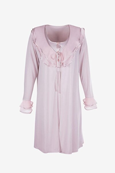 AYYILDIZ 3415 Powder Maternity Nightgown Dressing Gown Set