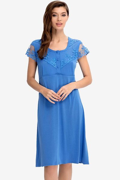 AYYILDIZ 3927 Blue Maternity Nightgown Dressing Gown Set