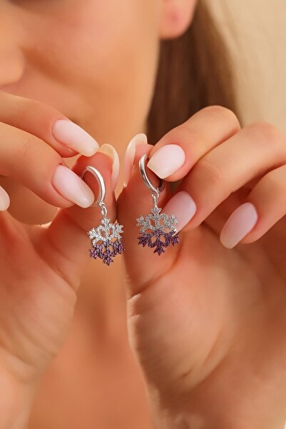 KAR DİAMOND 925 Ayar Gümüş Kaplama Kızıl Taşlı Renk Geçişli Kar Tanesi Model ...