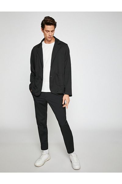 Koton Basic Jacket Wide Collar Button Detailed Pocket