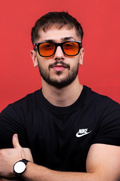 Focus On نظارة شمسية لوكي باللون الأسود والبرتقالي