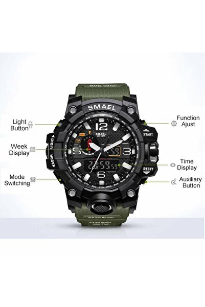 SMAEL Men's Wristwatch Analog Digital Sports Black Fashion Trend Watch Gray Color 1545
