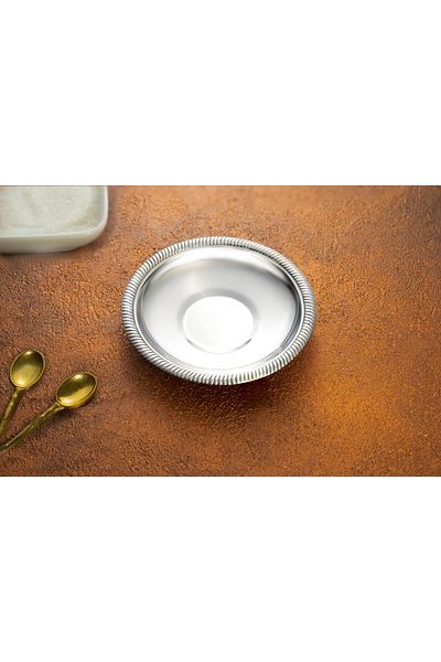 BAYDURSAN Tea Plate Stainless Chain Pattern Luxury Model 12 Pieces
