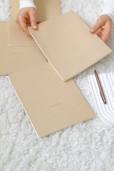 Matt Notebook Set de caiete 18x24'cm 4 bucăți în carouri croitorie cusut Kraft reciclat