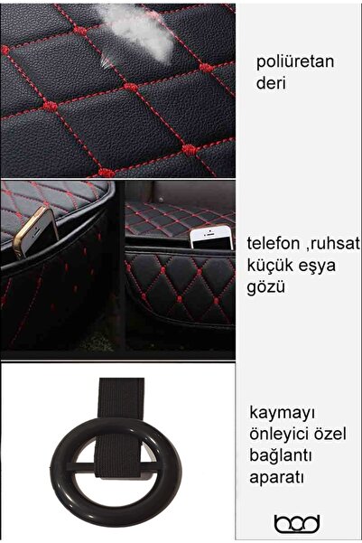 Bod Dali Serisi Deri Koltuk Minder Koruma Kılıfı Oturak 3 Lü Set Siyah