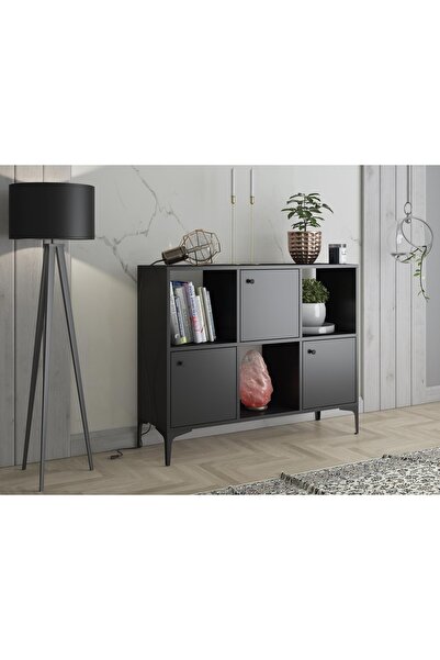 Wood'n Love Orbit Premium 3 Kapaklı Metal Ayaklı Çok Amaçlı Dolap Konsol - Si...