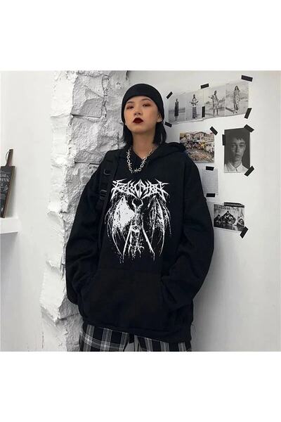 Gofeel Anime krilata unisex harajuku sportska odjeća skelet Sa kapuljačom crn...