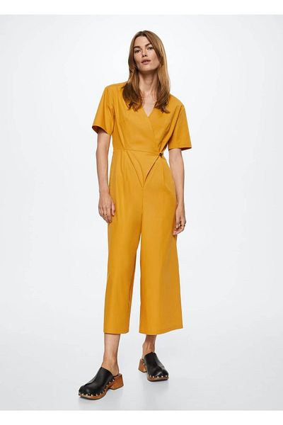 MANGO Woman Wrap Cut Cotton Jumpsuit