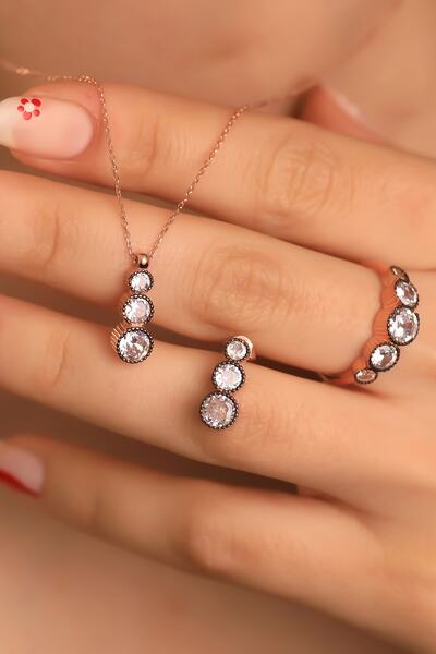 LINTERNA 925 Ayar Gümüş Elmas Kesim Set