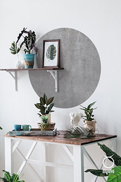 ANGARYA Bohem Ve Modern Stil, Daire Formunda Dekoratif Betonarme Doku Duvar S...