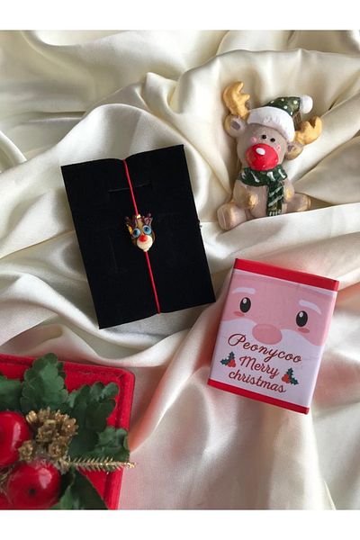 PEONY - peonyofficiall New Year Christmas Deer Glass Murano Bracelet Red String Christmas Themed Christmas Bracelet