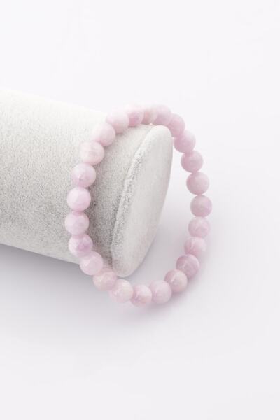 Safnaturel سوار من حجر الكوارتز الوردي الطبيعي المعتمد 8 ملم