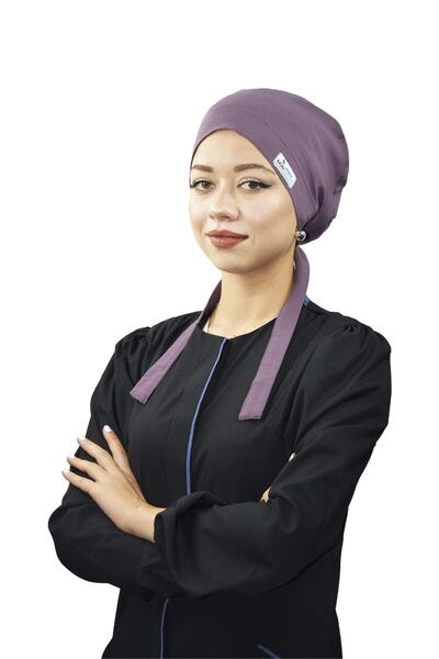 Nur Ortopedi Düz Leylak Renk Tesettür Hemşire Bonesi Doktor Hekim Cerrahi Bone